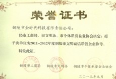2011-2012年度銅陵市文明誠信私營企業(yè)稱號(hào)